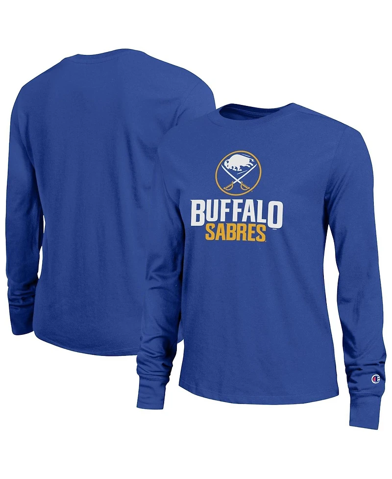 Champion Women's Royal Buffalo Sabres Wordmark Lockup Long Sleeve T-Shirt