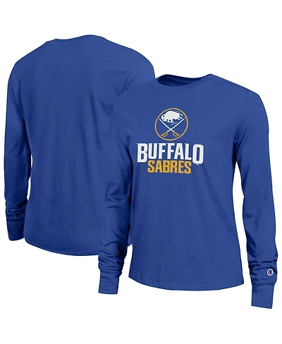 Champion Women's Royal Buffalo Sabres Wordmark Lockup Long Sleeve T-Shirt