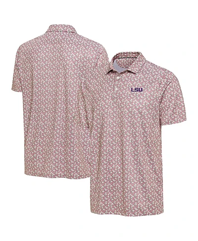 Antigua Men's Pink Lsu Tigers Desert Dry Dogwood Polo Shirt