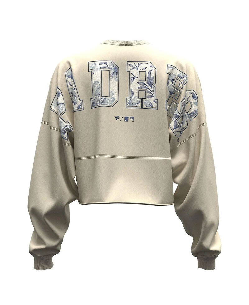 Fanatics Women's Light Beige San Diego Padres Spirit Floral Script Cropped Long-Sleeve T-Shirt