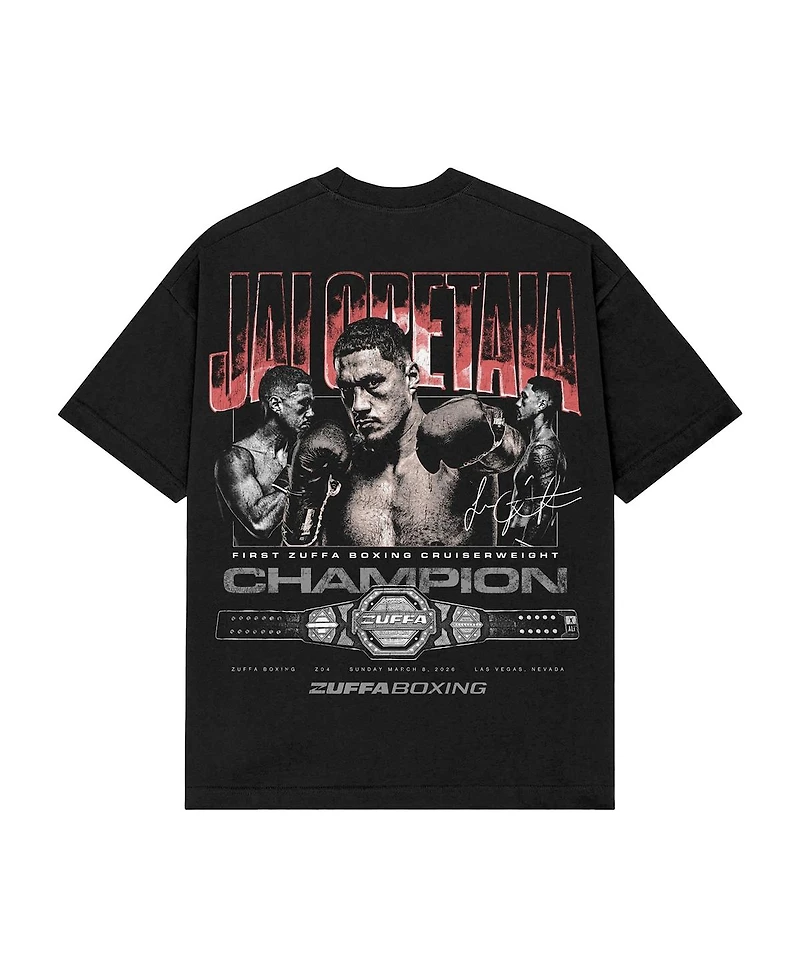 Zuffa Boxing Merchandise Men's Black Jai Opetaia and New Cruiserweight Champion Boxy T-Shirt