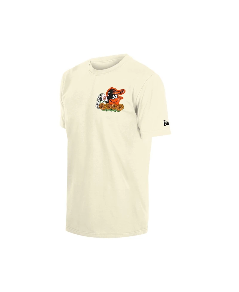 New Era Men's Natural Baltimore Orioles Dia de los Muertos Sugar Skull T-Shirt