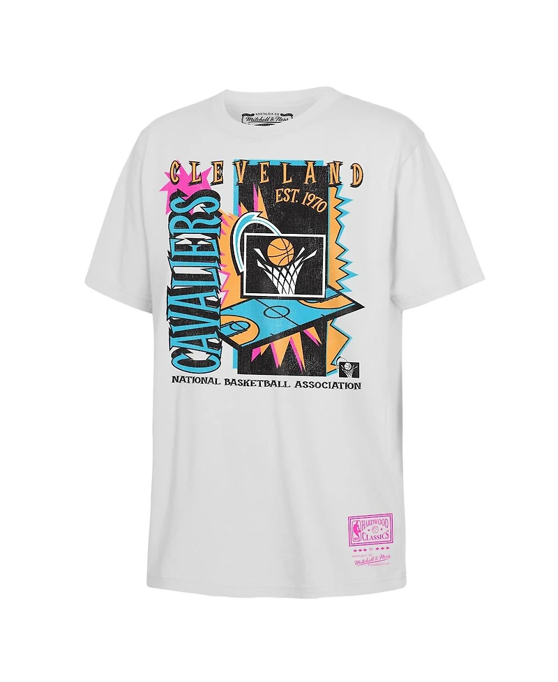 Mitchell & Ness Big Boys and Girls White Cleveland Cavaliers Neon Court Shock T-Shirt