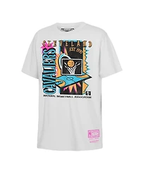 Mitchell & Ness Big Boys and Girls White Cleveland Cavaliers Neon Court Shock T-Shirt