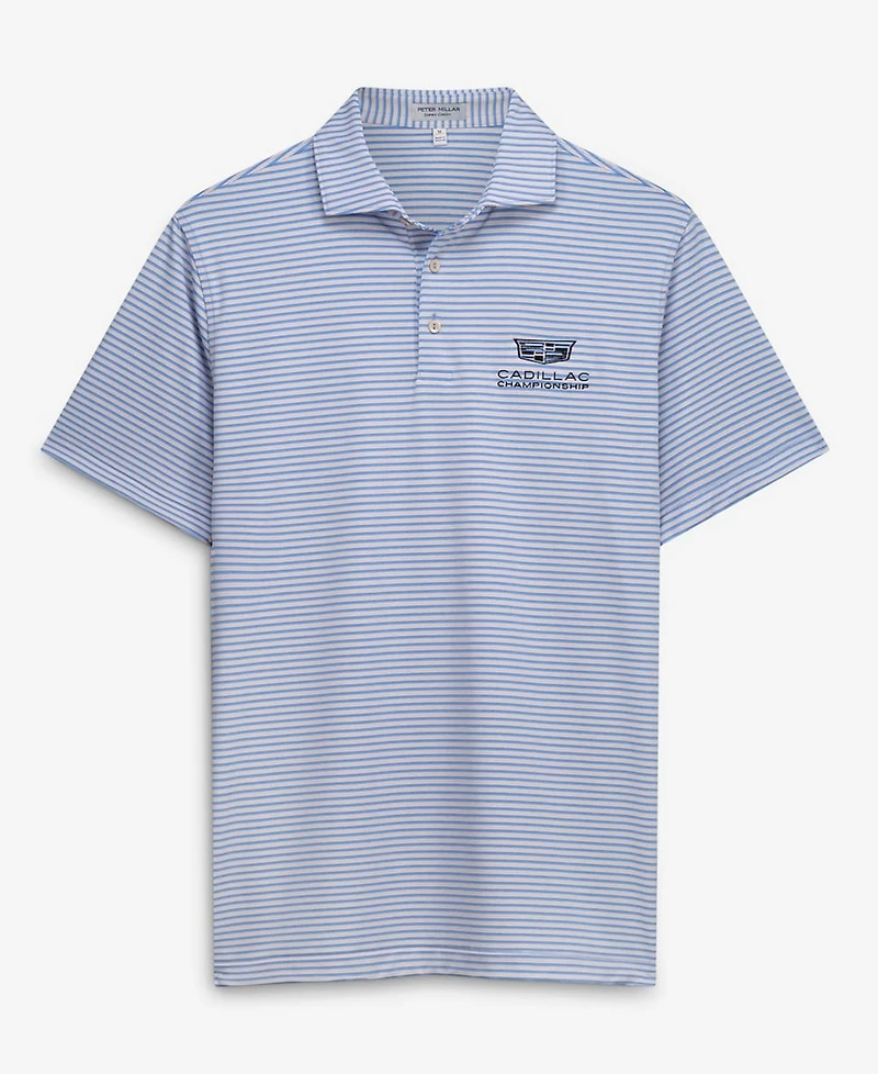 Peter Millar Men's Blue Cadillac Championship Owens Performance Jersey Polo Shirt
