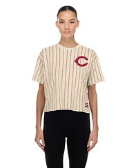 New Era Women's Cream Cincinnati Reds Throwback Boxy T-Shirt