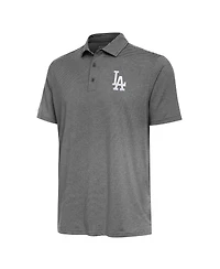 Antigua Men's Heather Black Los Angeles Dodgers Scheme Polo Shirt