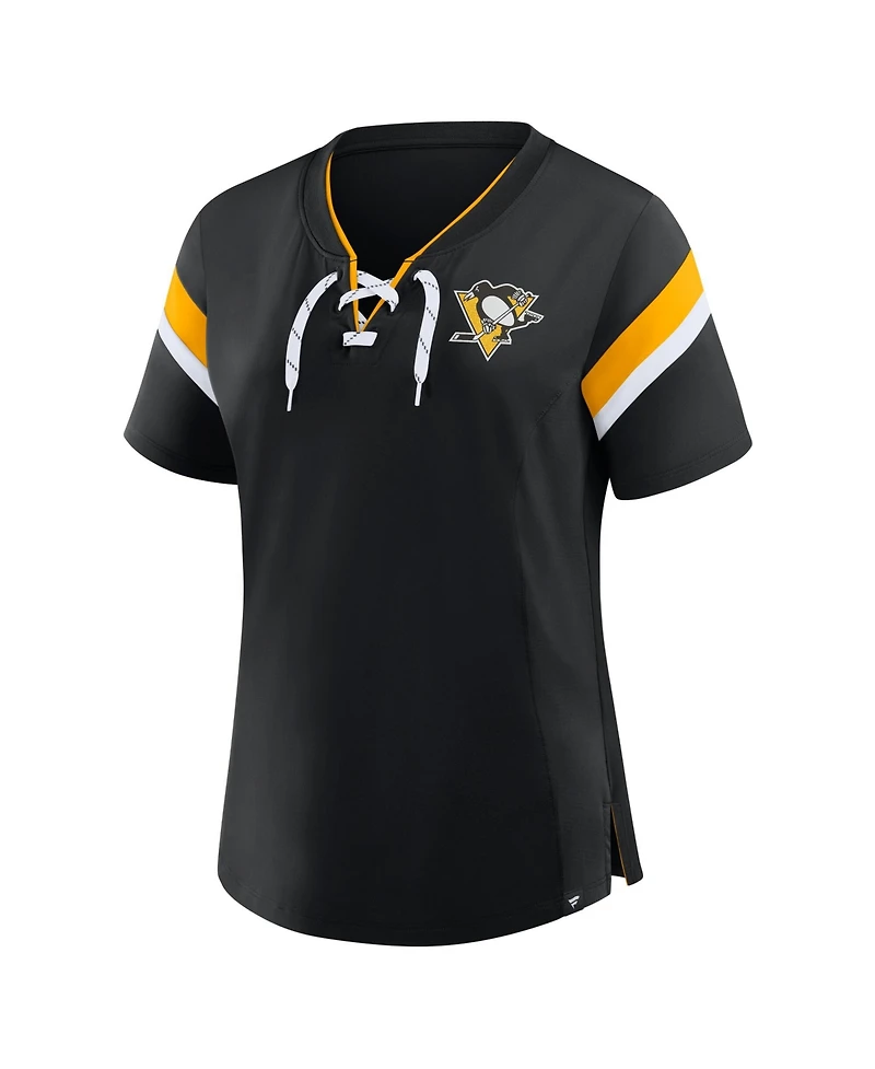 Fanatics Women's Black Pittsburgh Penguins Offside Athena T-Shirt
