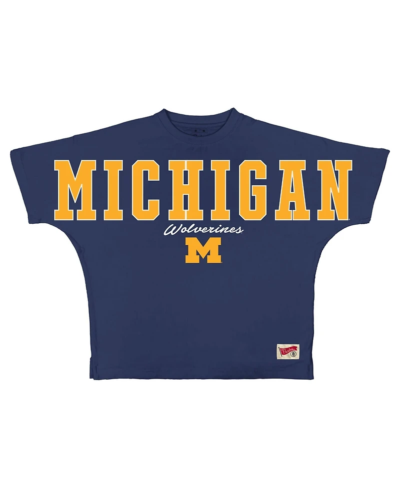 Pressbox Women's Navy Michigan Wolverines Flannigan Oversized T-Shirt