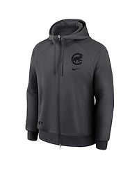 Nike Men's Anthracite Chicago Cubs Authentic Collection Player Raglan Dri-fit Full-Zip Hoodie