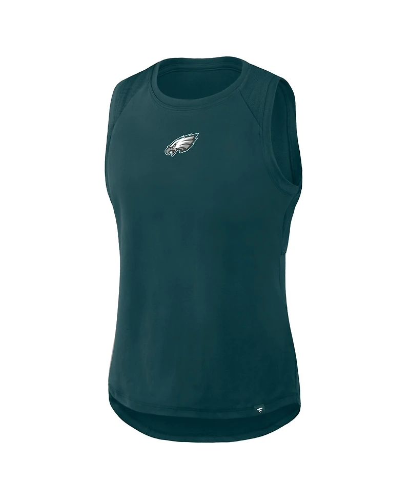 Fanatics Women's Green Philadelphia Eagles Draped Mesh Back Performance Tank Top