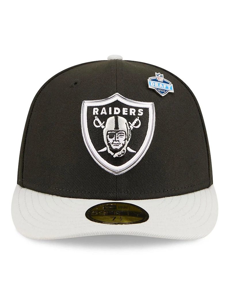 New Era Men's Black/Silver Las Vegas Raiders 2026 Nfl Draft Pre-Curved 59FIFTY Fitted Hat
