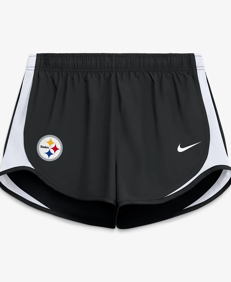 Nike Women's Black Pittsburgh Steelers Tempo Mid-Rise Dri-fit Shorts