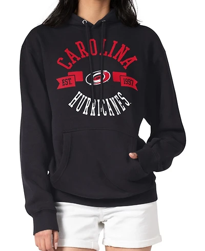 G-iii 4Her by Carl Banks Women's Black Carolina Hurricanes City Graphic Fleece Pullover Hoodie