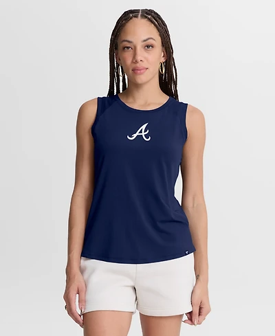 Fanatics Women's Navy Atlanta Braves Draped Mesh Back Performance Tank Top