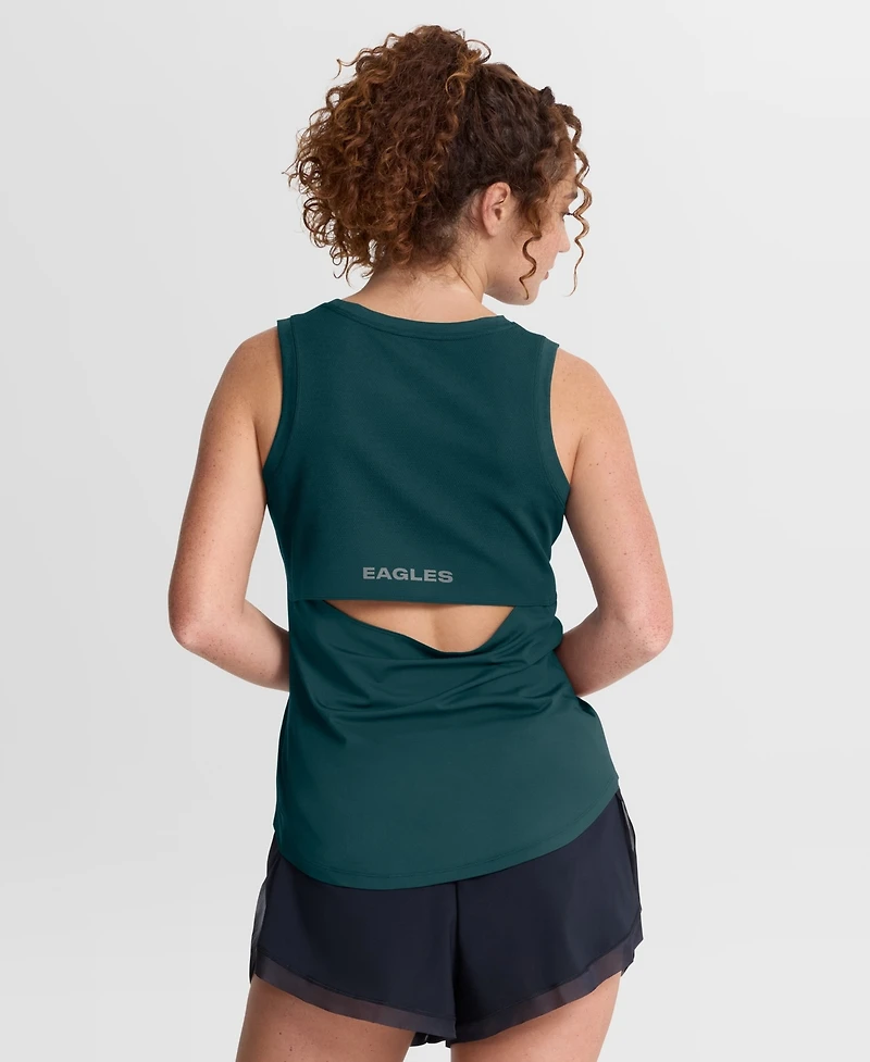 Fanatics Women's Green Philadelphia Eagles Draped Mesh Back Performance Tank Top