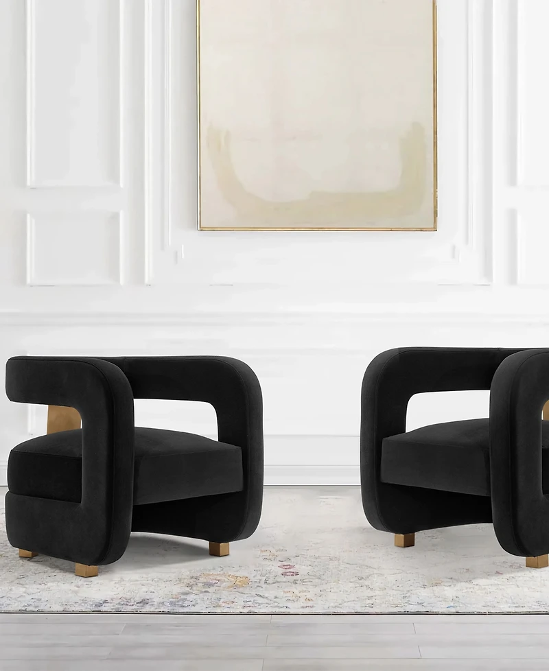 Manhattan Comfort Amirah 2-Piece Velvet Upholstered Lounge Accent Chairs