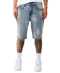 True Religion Men's Baggy Light Wash Denim Graphic Shorts