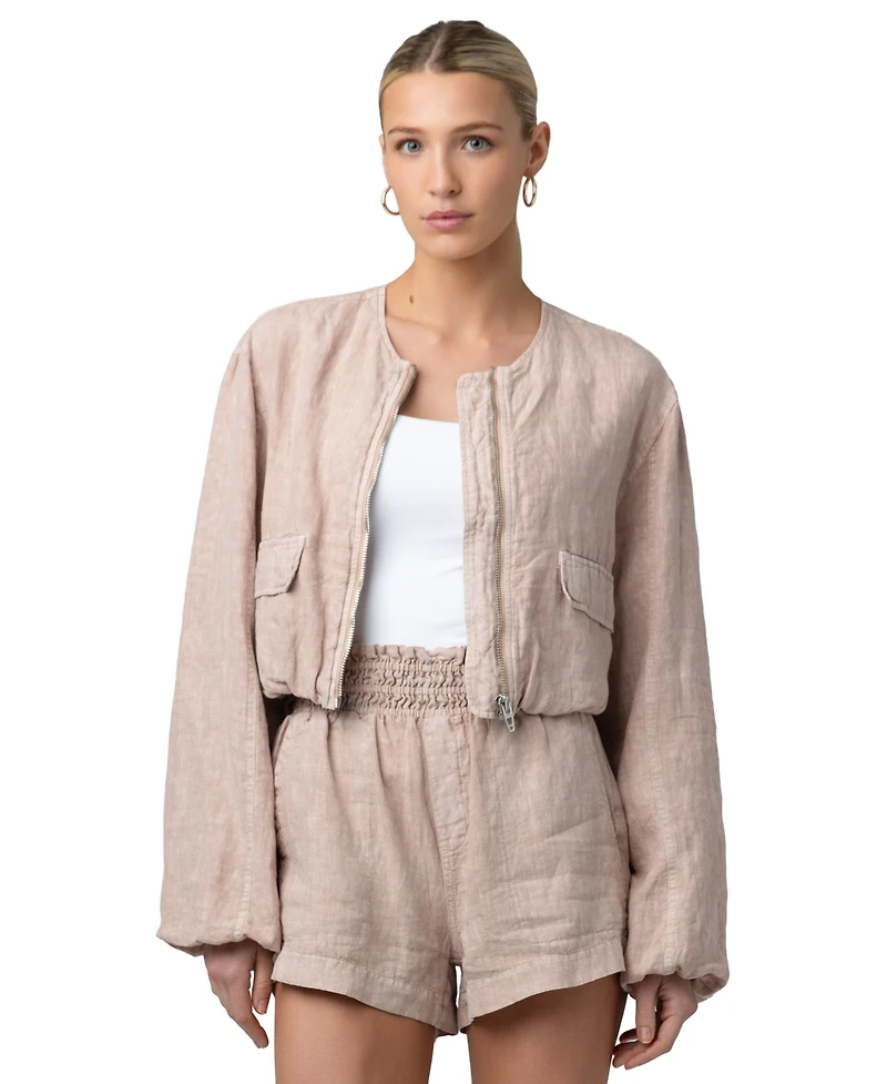 Blank Nyc Women's Collarless Zipper Jacket