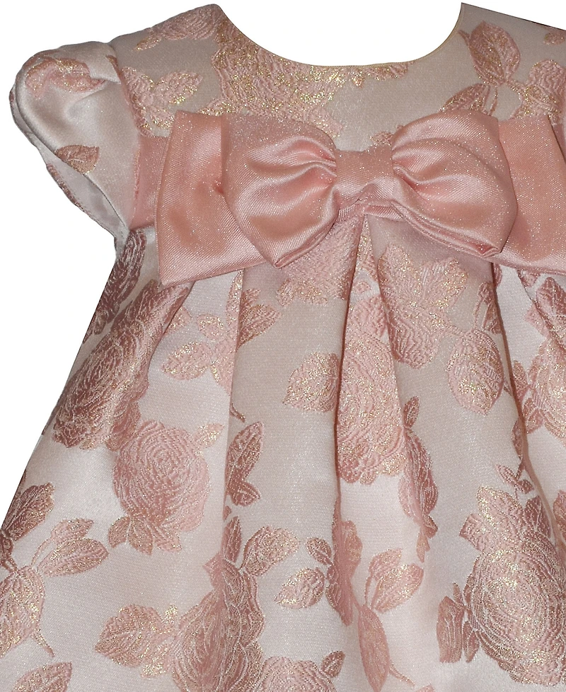 Bonnie Baby Girls' Short-Sleeve Trapeze with Bow Dress