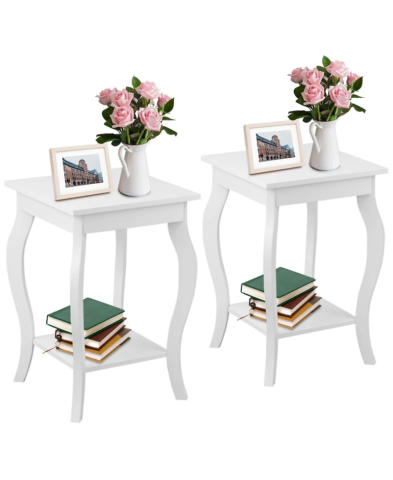 sumyeg Set of 2 Accent Side Tables with Shelf