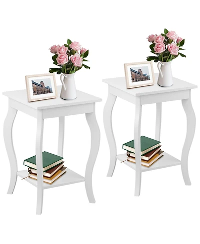 sumyeg Set of 2 Accent Side Tables with Shelf