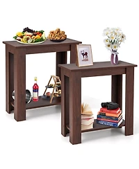 sumyeg 2-Tier Modern Compact End Table with Storage Shelf
