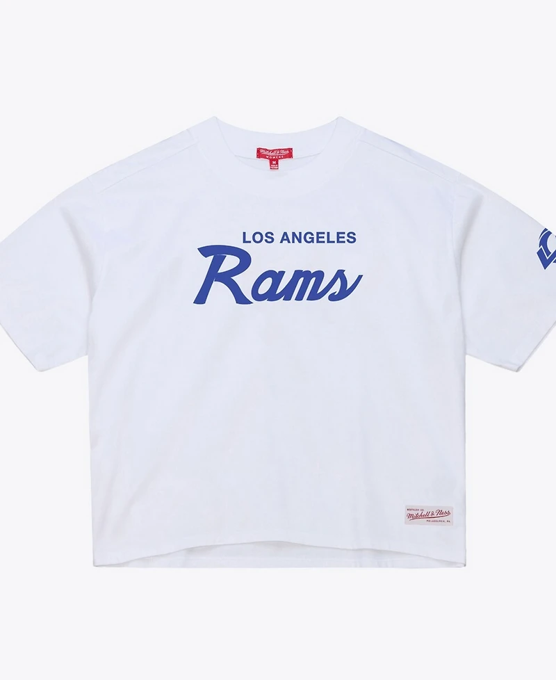 Mitchell & Ness Women's White Los Angeles Rams Head Coach Cropped T-Shirt