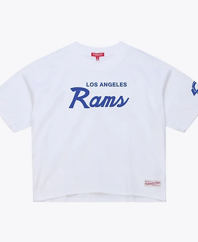 Mitchell & Ness Women's White Los Angeles Rams Head Coach Cropped T-Shirt