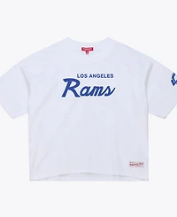 Mitchell & Ness Women's White Los Angeles Rams Head Coach Cropped T-Shirt