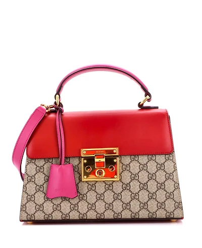 Pre-Owned Gucci Small Padlock Top Handle Bag Gg Coated Canvas and Leather