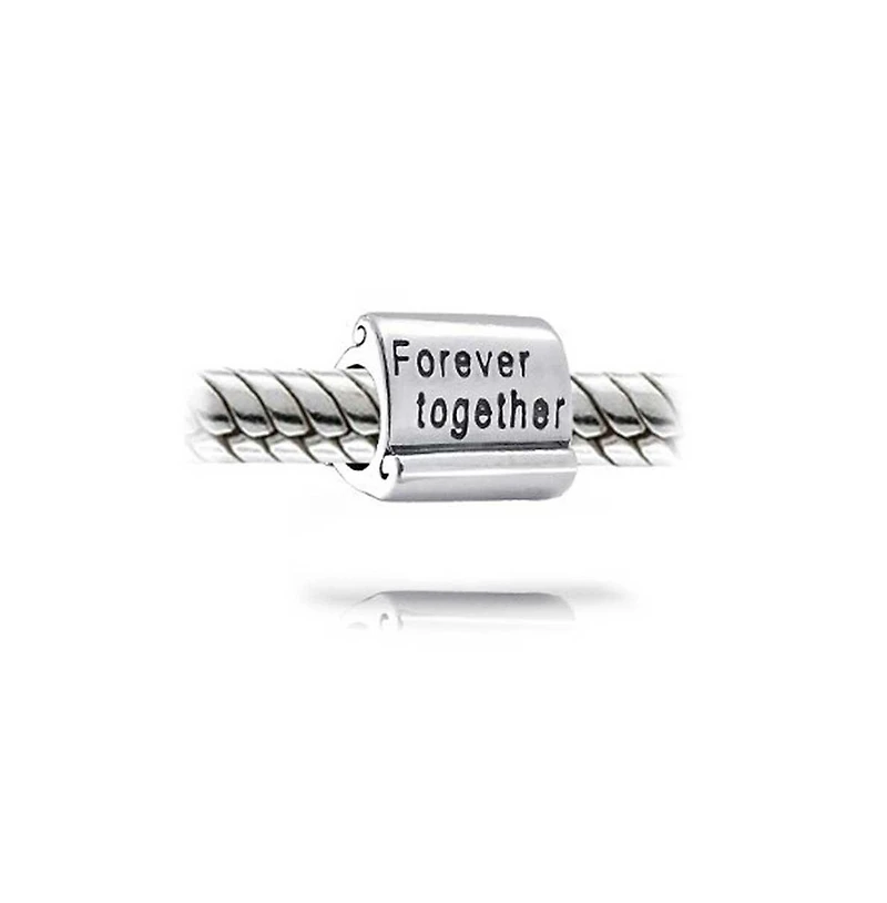 Bling Jewelry Valentine Lover Words Forever Together Charm Bead For .925 Sterling Silver Fits European Bracelet