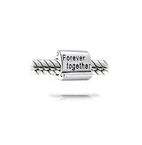 Bling Jewelry Valentine Lover Words Forever Together Charm Bead For .925 Sterling Silver Fits European Bracelet