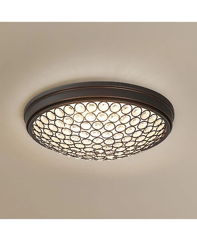 Tribesigns Led Flush Mount Ceiling Light, 13" Ceiling Light Fixture with Modern Crystal, 3000K Warm /21W Crystal Light Fixture