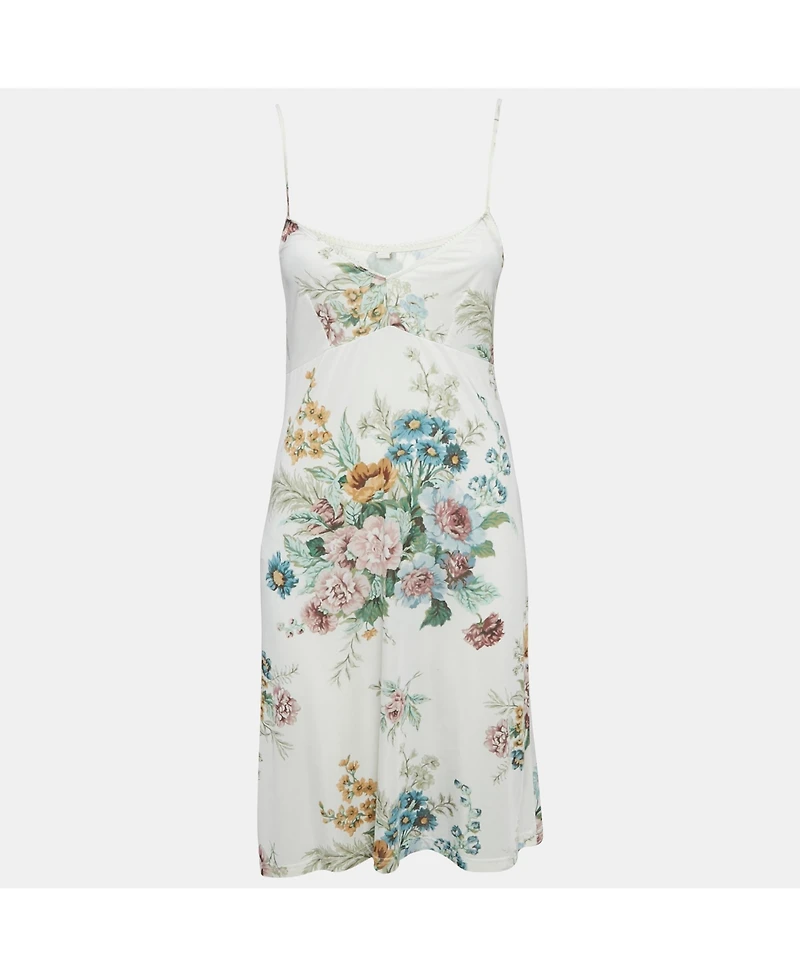 Pre-Owned Zimmermann Women's Floral Print Crepe Scallop Detail Long Dress