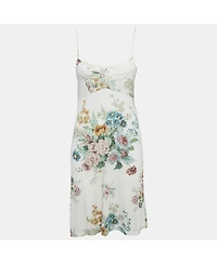Pre-Owned Zimmermann Women's Floral Print Crepe Scallop Detail Long Dress