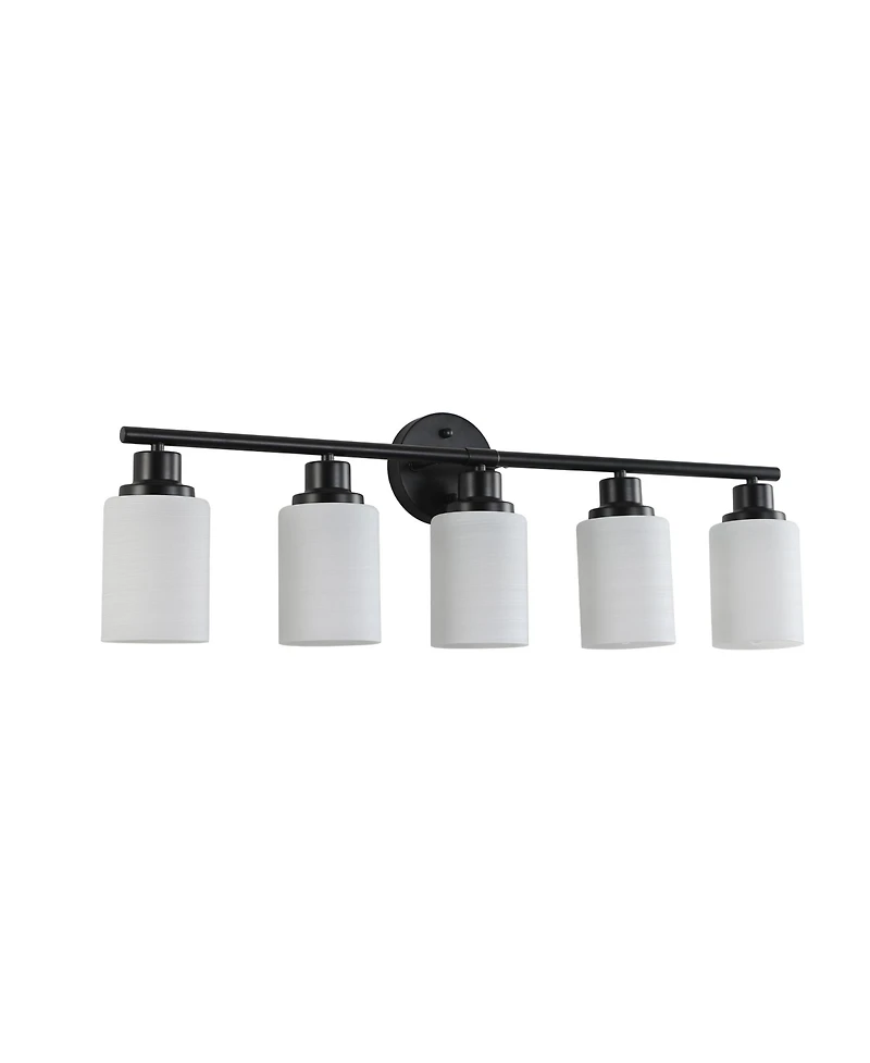 Busdays 31 Inch Modern 5 Light Vanity Bathroom Mirror Light Glass with Black Iron Frame Contemporary Wall Sconce for Bedroom Bathroom Dressing