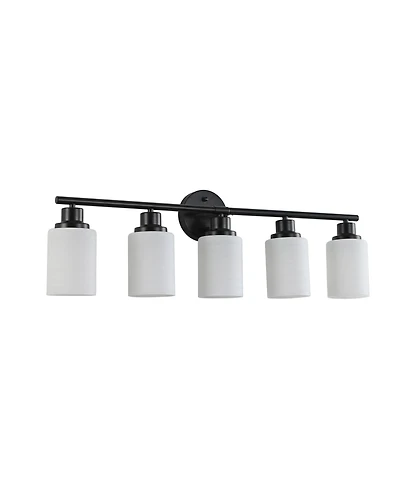 Busdays 31 Inch Modern 5 Light Vanity Bathroom Mirror Light Glass with Black Iron Frame Contemporary Wall Sconce for Bedroom Bathroom Dressing