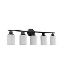 Busdays 31 Inch Modern 5 Light Vanity Bathroom Mirror Light Glass with Black Iron Frame Contemporary Wall Sconce for Bedroom Bathroom Dressing
