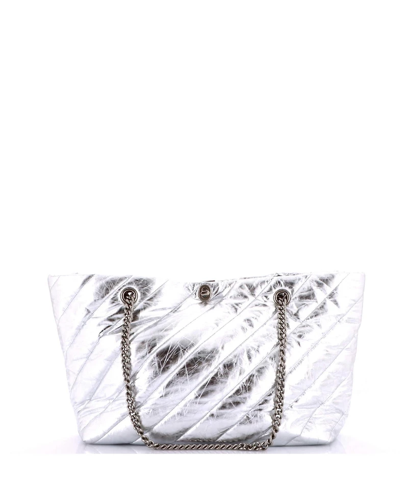 Pre-Owned Balenciaga Medium Crush Carry All Chain Tote Quilted Leather