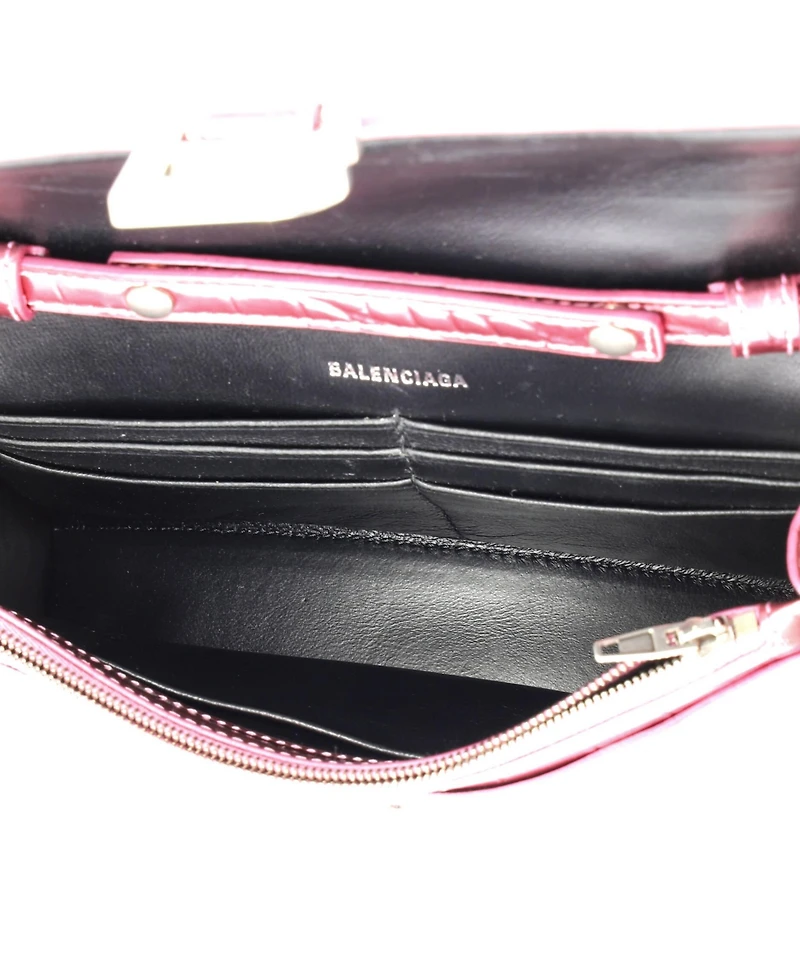 Pre-Owned Balenciaga Hourglass Chain Wallet Embossed Leather