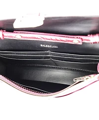 Pre-Owned Balenciaga Hourglass Chain Wallet Embossed Leather