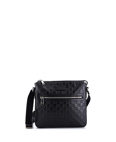 Pre-Owned Gucci Small Signature Zip Messenger Bag Guccissima Leather