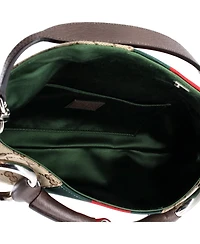 Pre-Owned Gucci Medium Horsebit Nm Web Chain Clutch Gg Canvas
