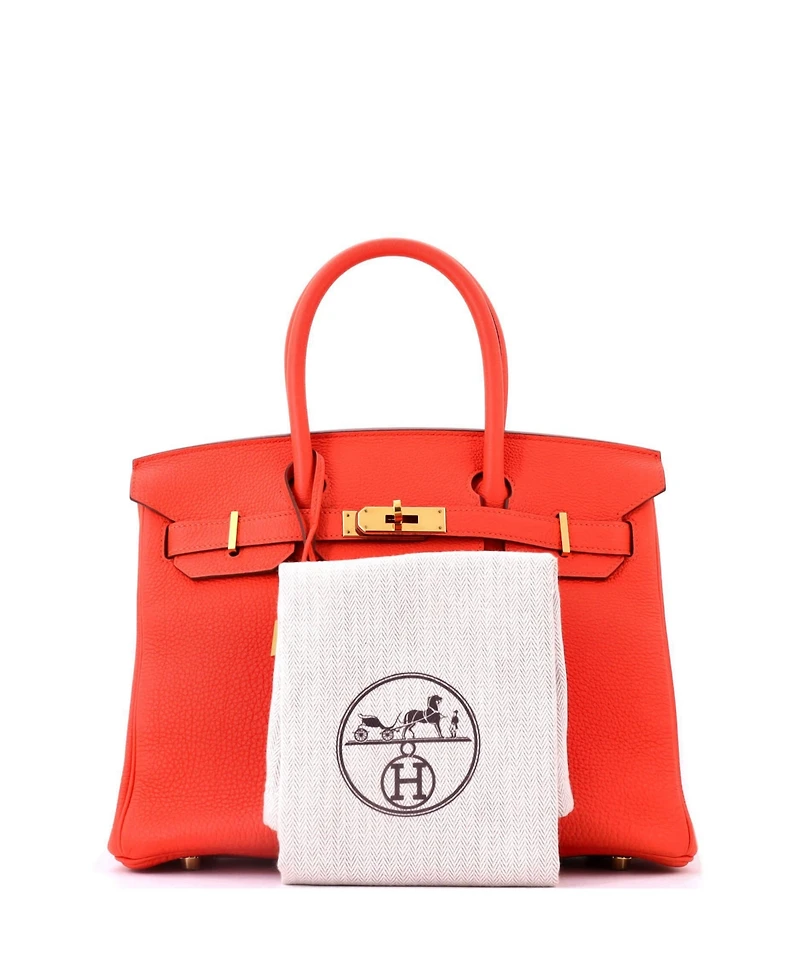 Pre-Owned HERMES Birkin 30 Handbag Orange Togo with Gold Hardware