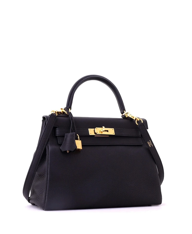 Pre-Owned HERMES Kelly 28 Handbag Black Togo with Gold Hardware