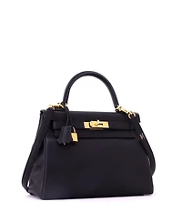 Pre-Owned HERMES Kelly 28 Handbag Black Togo with Gold Hardware