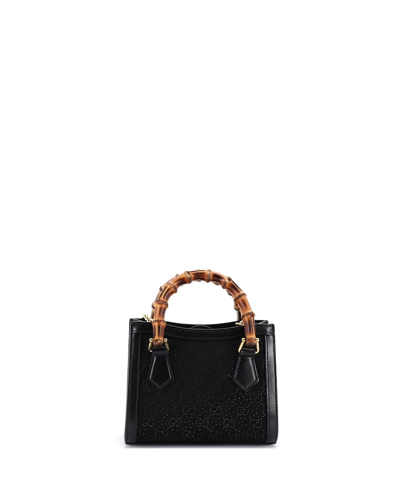 Pre-Owned Gucci Mini Diana Nm Bamboo Handle Tote Crystal Embellished Gg Canvas