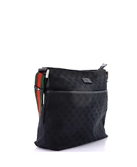 Pre-Owned Gucci Medium Front Pocket Web Messenger Gg Canvas