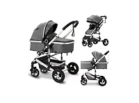 Kinder King Cozi 2 Convertible Baby Stroller, Folding High Landscape Design with Adjustable Canopy and Diaper Bag,